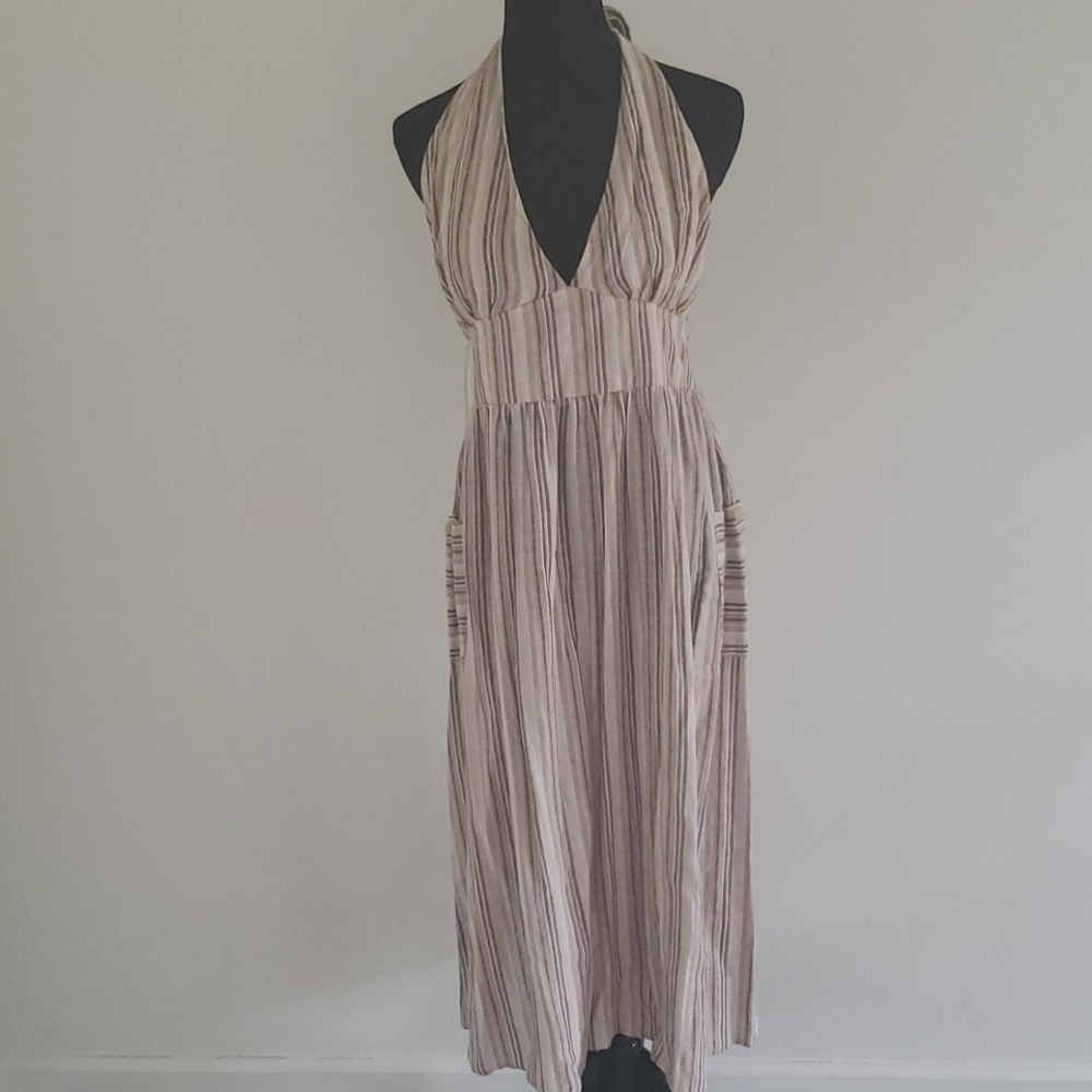 Beachy Linen Halter Midi Dress